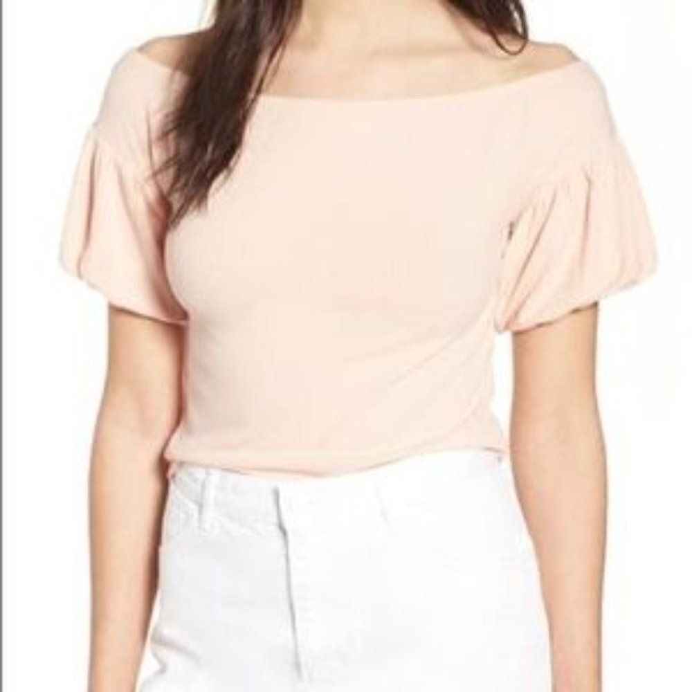 Love, Fire Ribbed off shoulder top